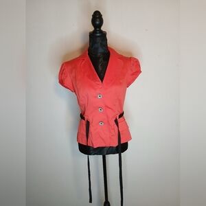 Dressbarn Coral Blazer with Black Accents